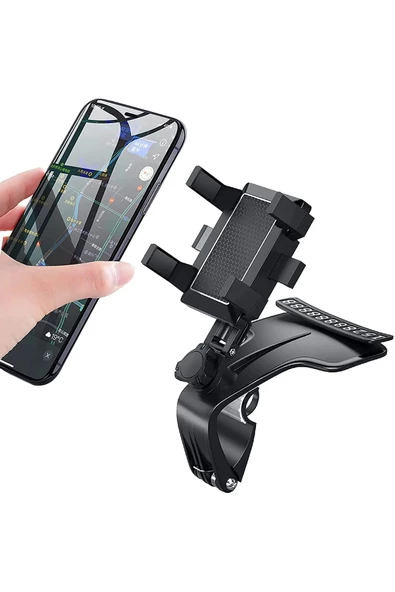 Pazariz Araç Torpido Gösterge Üstü Numaratörlü Telefon Tutucu Telefon Tutacağı Klips Montaj Standı - 2