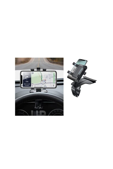 Pazariz Araç Torpido Gösterge Üstü Numaratörlü Telefon Tutucu Telefon Tutacağı Klips Montaj Standı - 3