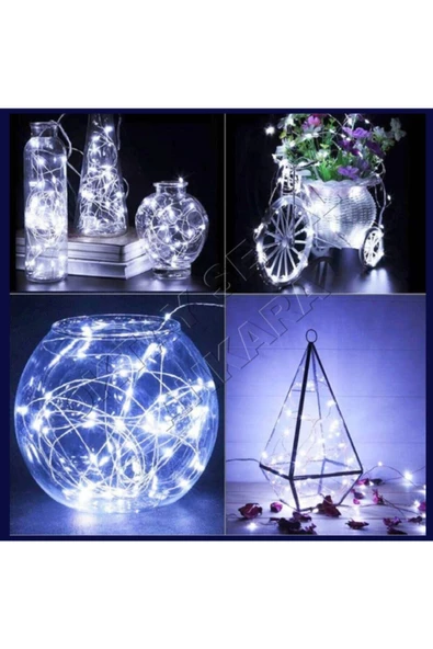 Pazariz 10 Metre Beyaz Peri Led Pilli Yılbaşı Süsü / Hediyelik ürün görseli 1