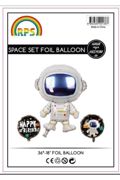 Pazariz Astronot 3 Lü Set Folyo Balon