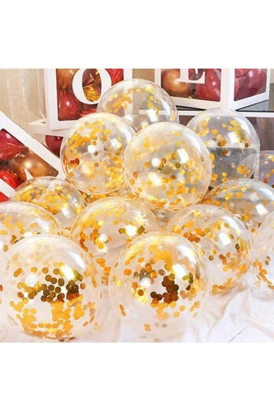Pazariz Metalik Sarı Gold Konfetili Balon - Resim 2