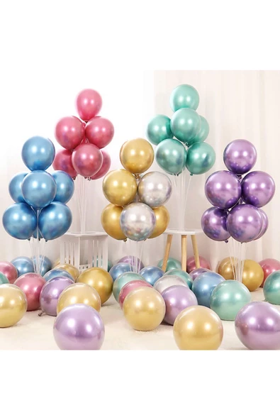 Pazariz Metalik Balon Parti Organizasyon Balonu 12 İnç Düğün Doğum Günü Dekorasyon 20 Adet - Resim 3
