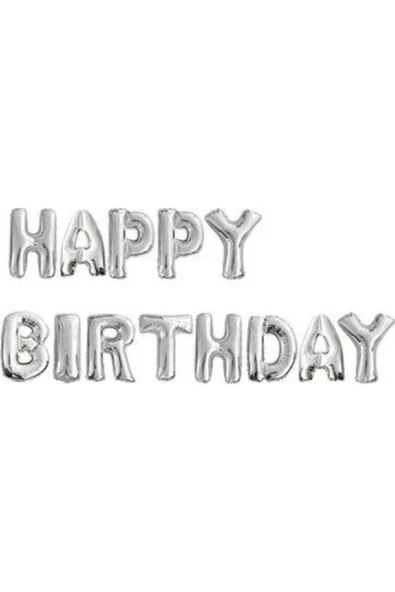 Pazariz Happy Birthday Gümüş Harf Folyo Balon