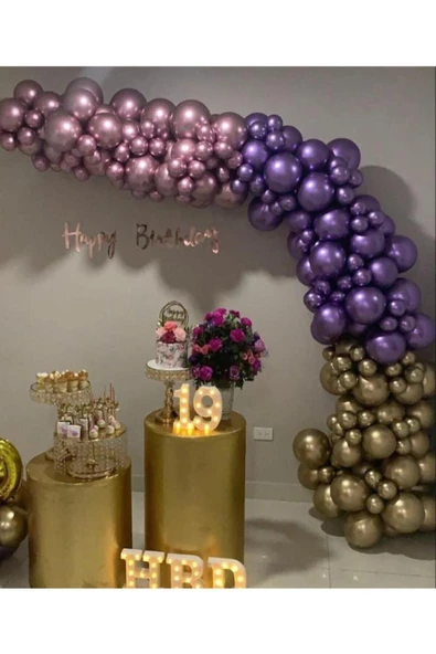 Pazariz Krom Balon Balon Zincir Pembe Mor Gold Renk ürün görseli