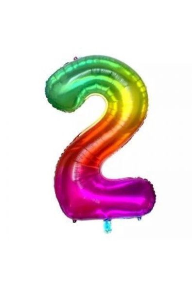 Pazariz 34 Inç 80 Cm Gökkuşağı Folyo Rakam Balon 2