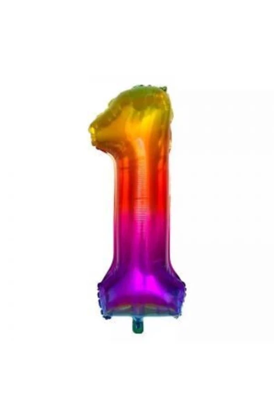 Pazariz 40 Inç 100 Cm Gökkuşağı Folyo Rakam Balon 1 ürün görseli