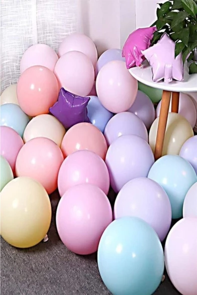 Pazariz Makaron Pastel Karışık Renk 50 Li Balon - Resim 2