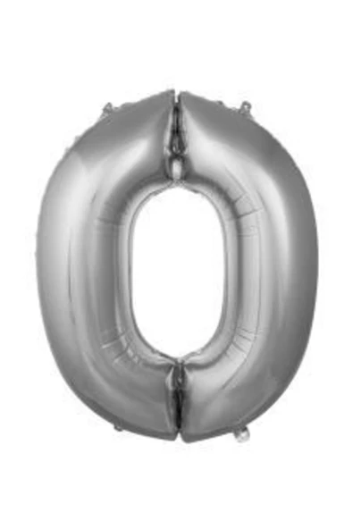 Pazariz 16 Inç 35 Cm Gümüş Rakam Folyo Balon 0