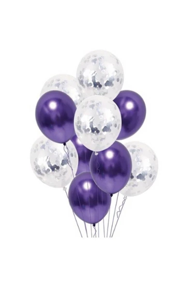 Pazariz Mor Krom Konfetili Balon ürün görseli