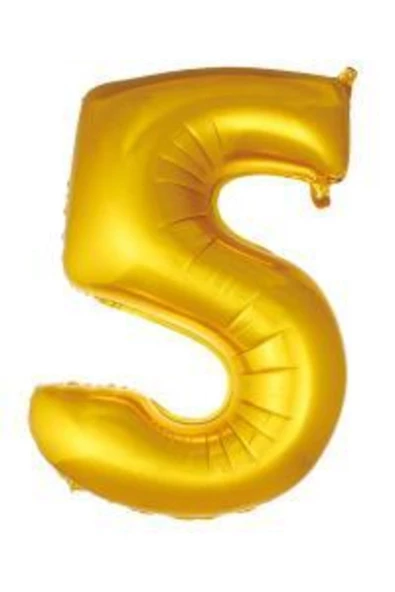 Pazariz 16 Inç 35 Cm Altın Rakam Folyo Balon 5