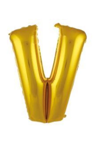 Pazariz 40 Inç 100 Cm Altın Folyo Harf Balon V ürün görseli