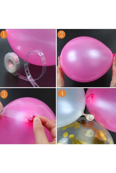 Pazariz Kırmızı Pastel Zincir Balon Seti - Resim 3