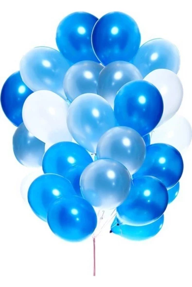 Pazariz Metalik Sedefli (mavi - Beyaz Karışık) Uçan Balon 50 Adet