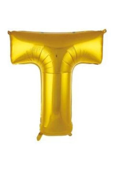Pazariz 40 Inç 100 Cm Altın Folyo Harf Balon T