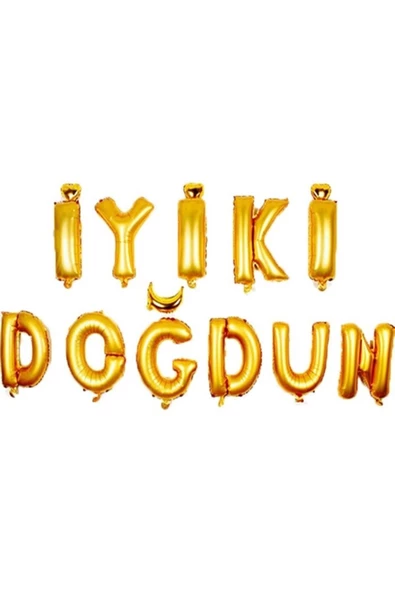 Pazariz Iyiki Doğdun Folyo Balon Set Altın ürün görseli