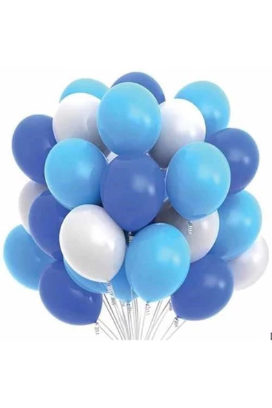 Pazariz Mavi Beyaz Lacivert Balon 20 Adet ürün görseli