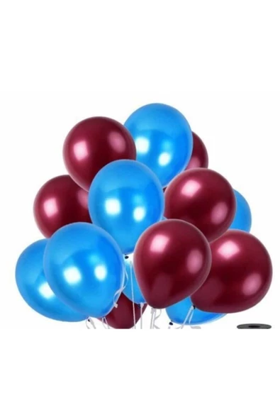 Pazariz 50 Adet Metalik Sedefli Kaliteli Balon Bordo-mavi ürün görseli