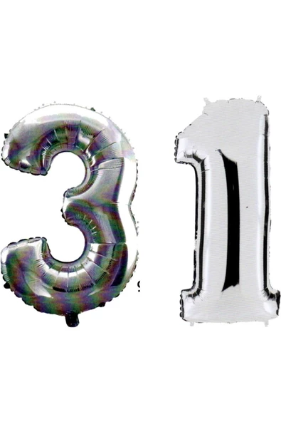 Pazariz 31 Yaş Sayı Folyo Balon Gümüş 90 Cm ürün görseli