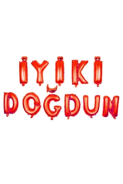 Pazariz Iyiki Doğdun Folyo Balon Set Kırmızı ürün görseli