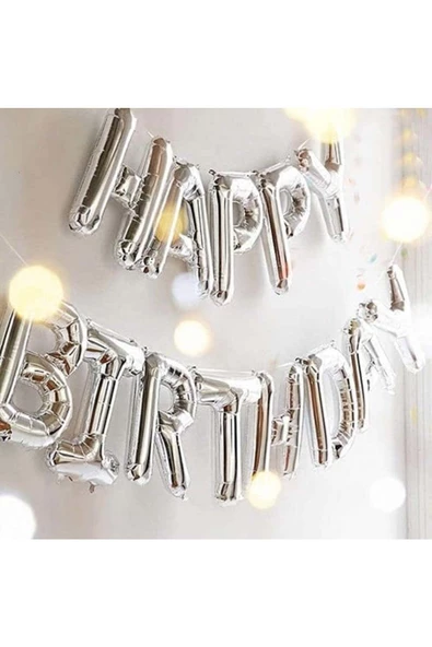 Pazariz V Harf Folyo Gümüş Balon Küçük 35 cm - Resim 3