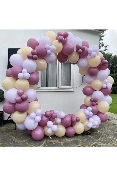 Pazariz Pastel Balon Zinciri Yaban Mersini Sütlü Kahve Ve Lila 100 Adet
