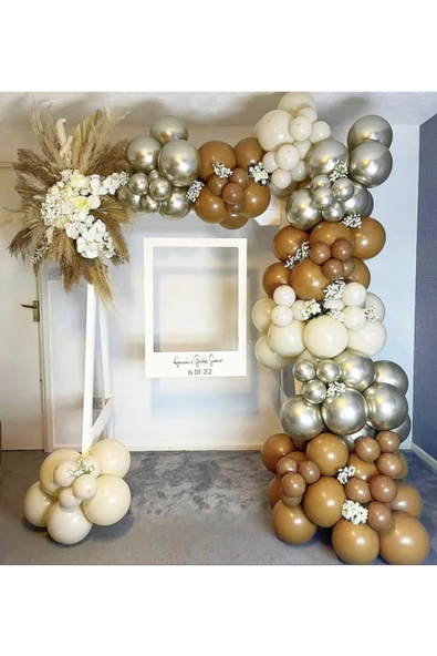 Pazariz Krom Beyaz Altın Karamel Ve Sütlü Kahve Balon Zinciri 100 Adet
