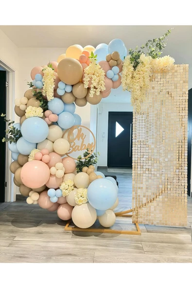 Pazariz Pastel Makaron Mavi Pink Blush Deniz Kumu Ve Fındık Balon Zinciri 100 Adet ürün görseli