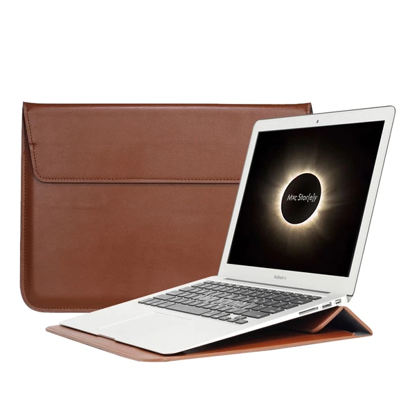 Laptop Çantası Deri El Çantası Bilgisayar Çantası 15 inç Macbook Çantası Notebook Kese Kılıfı Su Geçirmez - 2