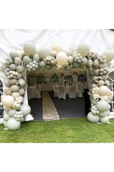 Pazariz Pastel Sütlü Kahve Ve Taş Rengi Balon Zinciri 100 Adet