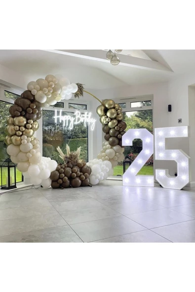 Pazariz Krom Gold Kahverengi Sütlü Kahve Ve Beyaz Balon Zinciri 100 Adet