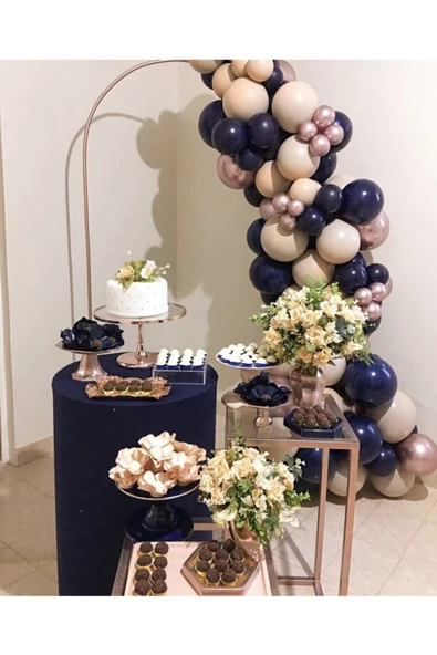 Pazariz Krom Rose Gold Gece Mavisi Ve Sütlü Kahve Balon Zinciri 100 Adet