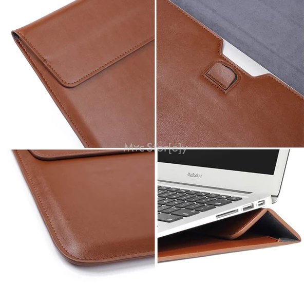 Laptop Çantası Deri El Çantası Bilgisayar Çantası 15 inç Macbook Çantası Notebook Kese Kılıfı Su Geçirmez - 11