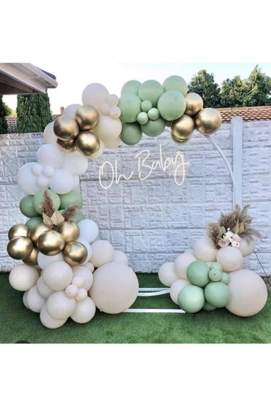 Pazariz Krom Beyaz Altın Küf Yeşili Ve Beyaz Balon Zinciri 100 Adet