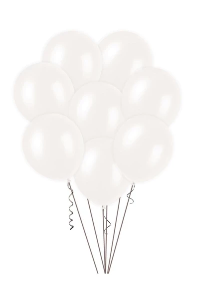 Pazariz 12 Inç Standart Boy Metalik Balon Beyaz 100 Adet ürün görseli