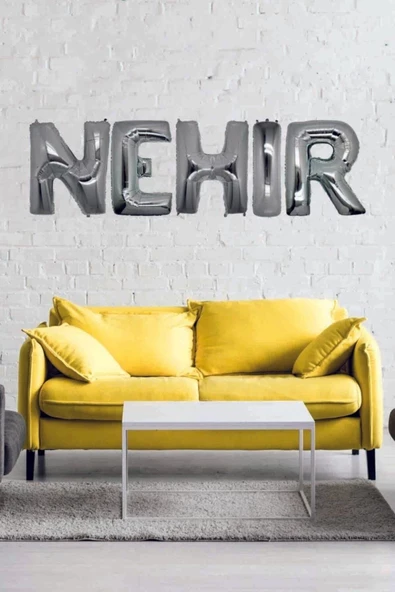 Pazariz Doğum Günü Nehir Gümüş Harf Folyo Balon Set 40cm Isim Balon ürün görseli