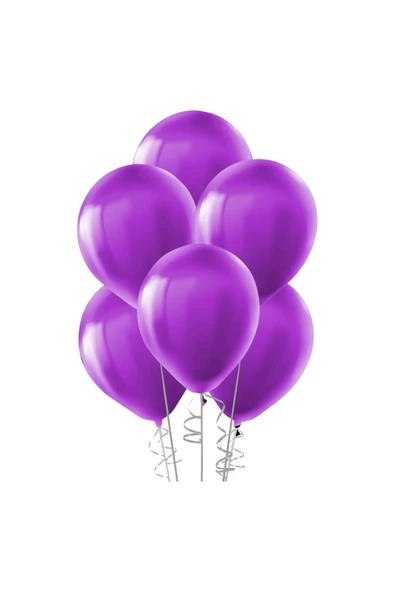 Pazariz 12 Inç Standart Boy Metalik Balon Mor 100 Adet