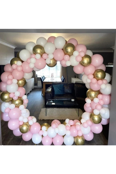 Pazariz Pembe Beyaz Gold Krom Balon Zinciri 100 Adet