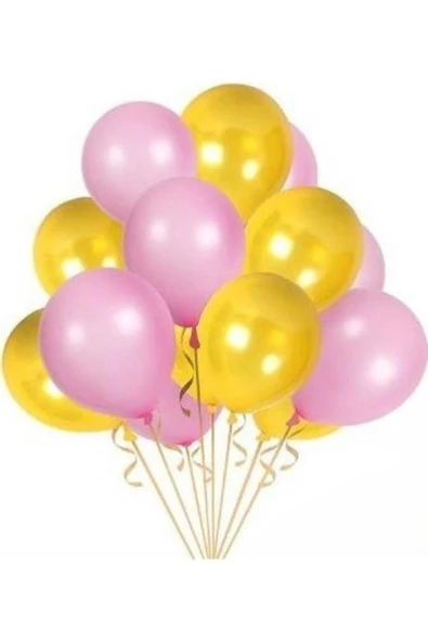 Pazariz Balon Metalik Sedefli Kaliteli Balon Pembe Sarı 50 Adet Balon ürün görseli