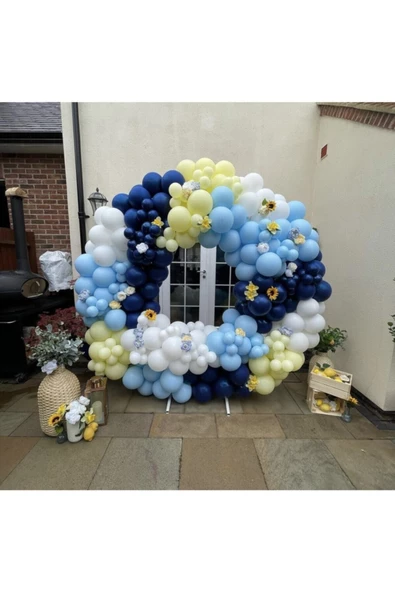 Pazariz Makaron Mavi Gece Mavisi Beyaz Ve Vanilya Balon Zinciri 100 Adet ürün görseli