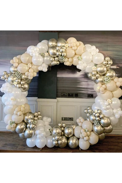 Pazariz Krom Beyaz Altın Sütlü Kahve Ve Beyaz Balon Zinciri 100 Adet