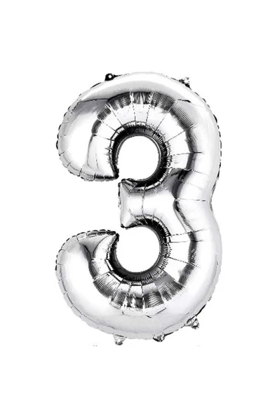 Pazariz 3 Rakam Folyo Gümüş Balon Küçük 35 Cm ürün görseli