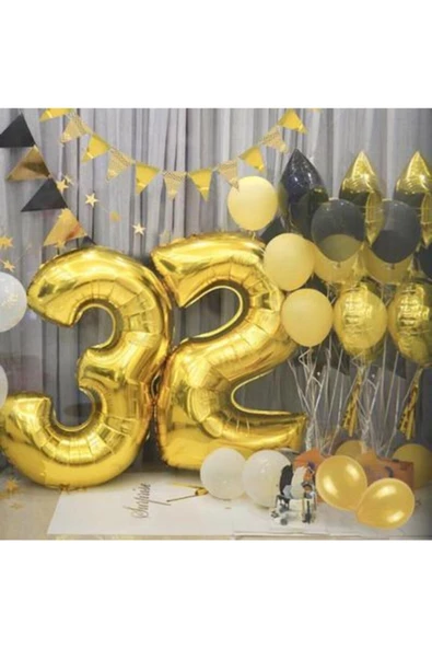 Pazariz 8 Rakam Folyo Gold Renk Balon Küçük 35 Cm - Resim 2