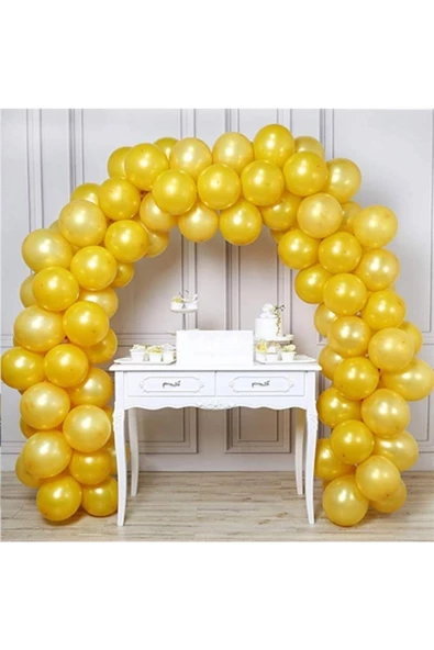 Pazariz 100 Adet Gold Metalik Zincir Balon Seti 5 Metre