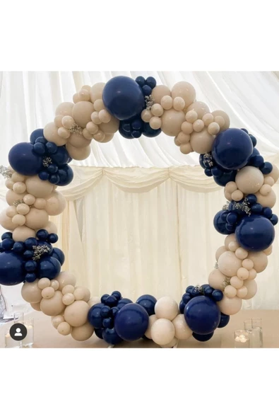 Pazariz Pastel Gece Mavisi Sütlü Kahve Balon Zinciri 100 Adet