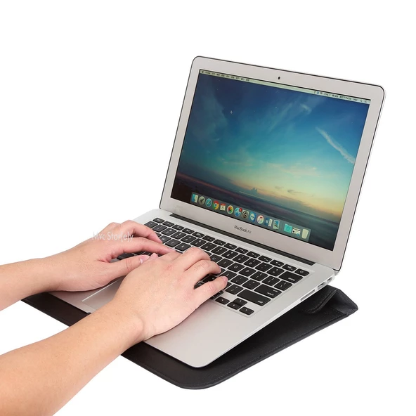Laptop Çantası Deri El Çantası Bilgisayar Çantası 15 inç Macbook Çantası Notebook Kese Kılıfı Su Geçirmez - 10