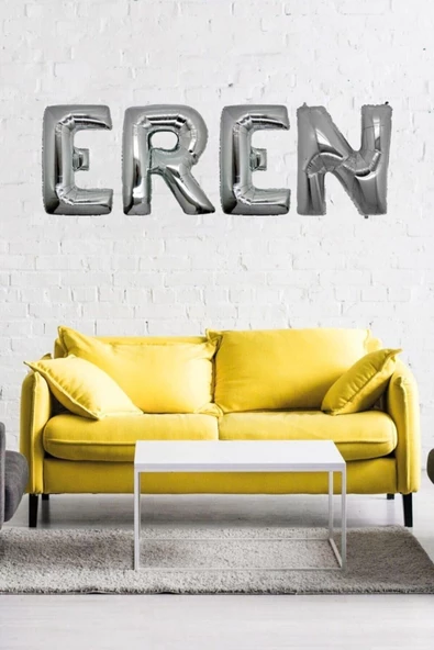Pazariz Doğum Günü Eren Gümüş Harf Folyo Balon Set 40cm Balon