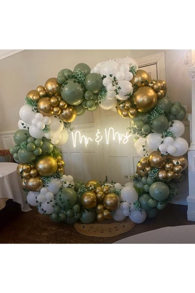 Pazariz Krom Gold Retro Adaçayı Ve Beyaz Balon Zinciri 100 Adet ürün görseli