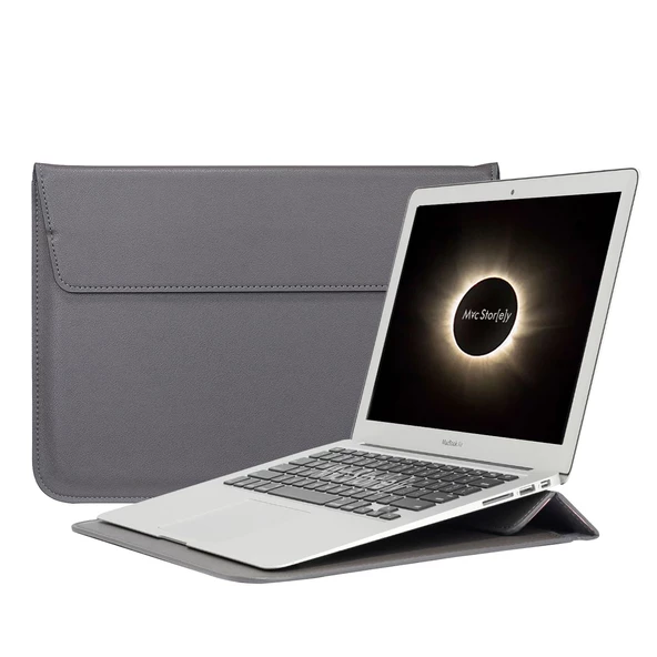 Laptop Çantası Deri El Çantası Bilgisayar Çantası 15 inç Macbook Çantası Notebook Kese Kılıfı Su Geçirmez - 3