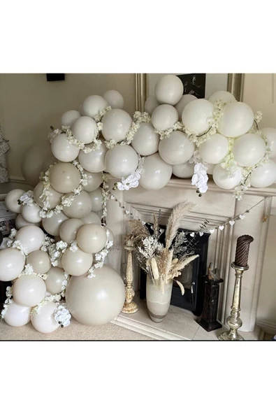 Pazariz Pastel Beyaz Gri Balon 100 Adet + 5 m Balon Zinciri ürün görseli