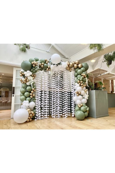 Pazariz Krom Gold Okaliptus Ve Beyaz Balon Zinciri 100 Adet ürün görseli